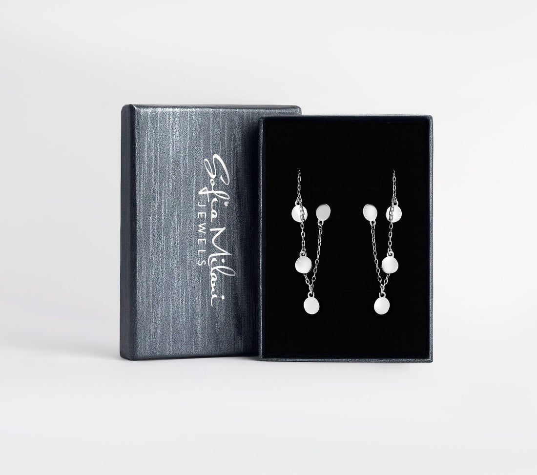 Boxansicht von Kreis Ketten Ohrstecker in 925 Silber von Sofia Milani - E2609