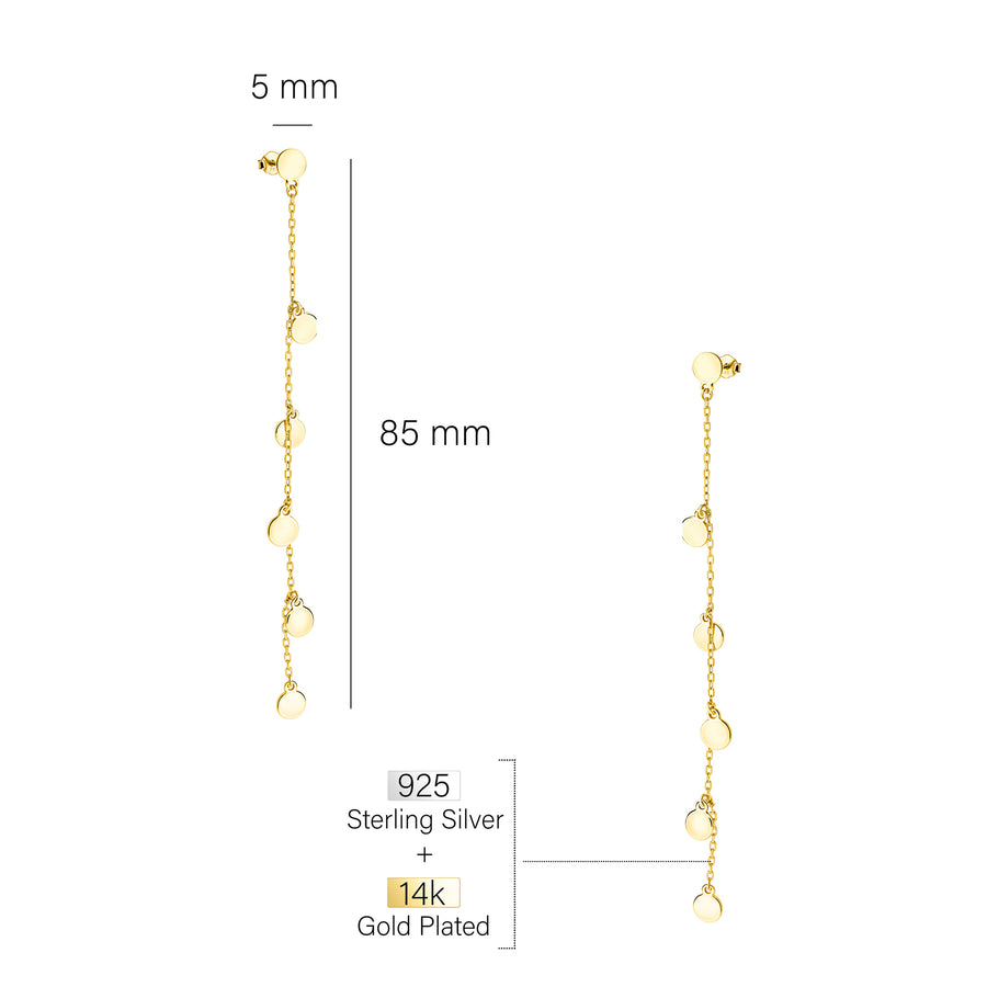 Maßenansicht von Kreis Ketten Ohrstecker in 925 Silber von Sofia Milani - E2610