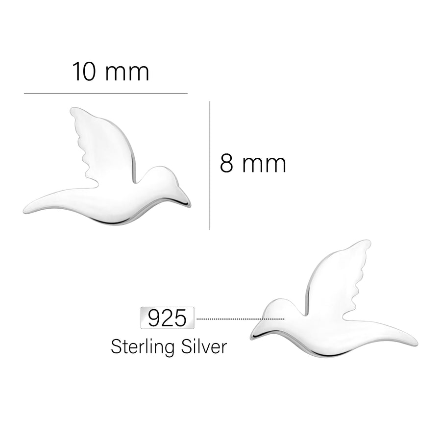 Maßenansicht von Vogel Ohrstecker in 925 Silber von Sofia Milani - E2611