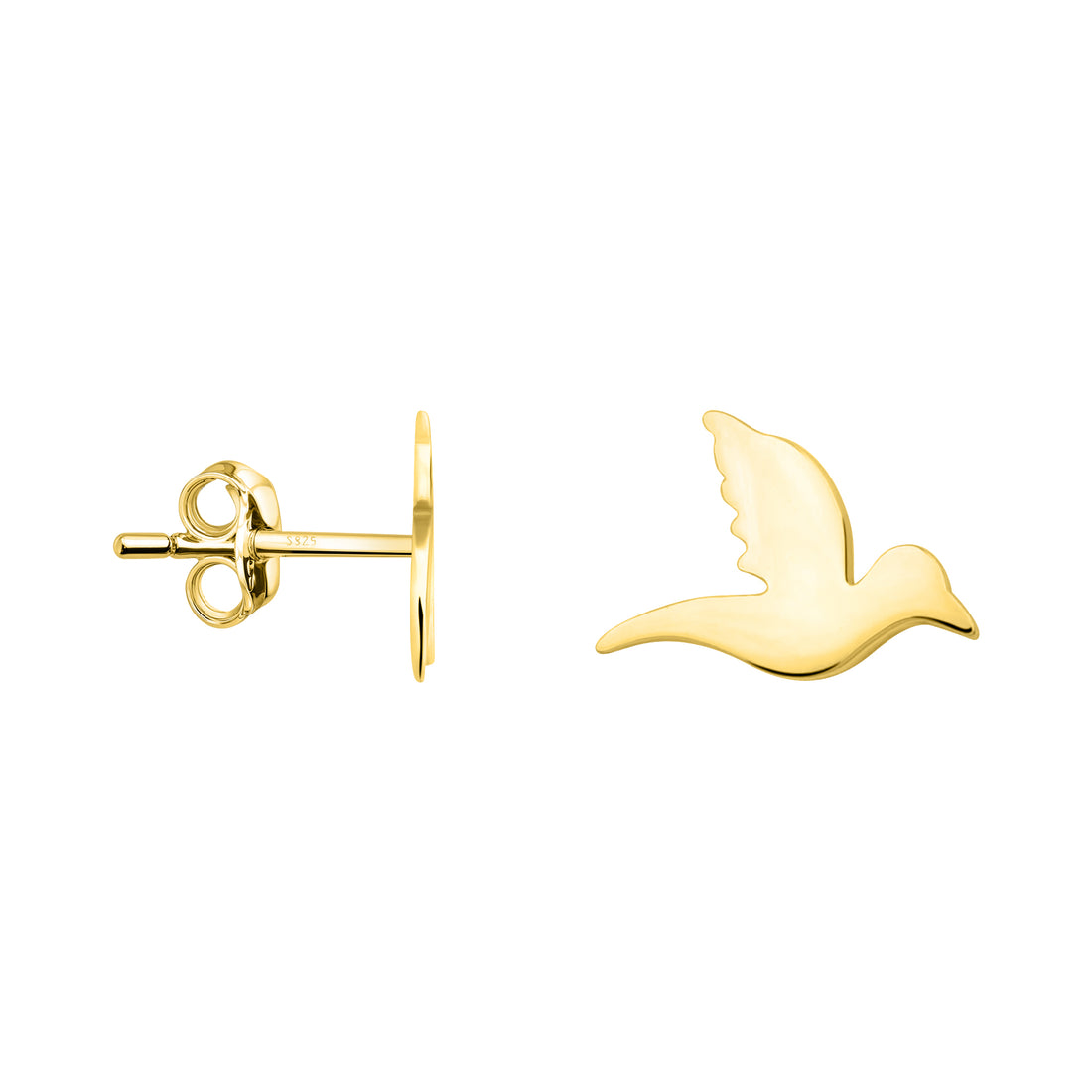 Haupt- und Seitenansicht von Vogel Ohrstecker in 925 Silber von Sofia Milani - E2612