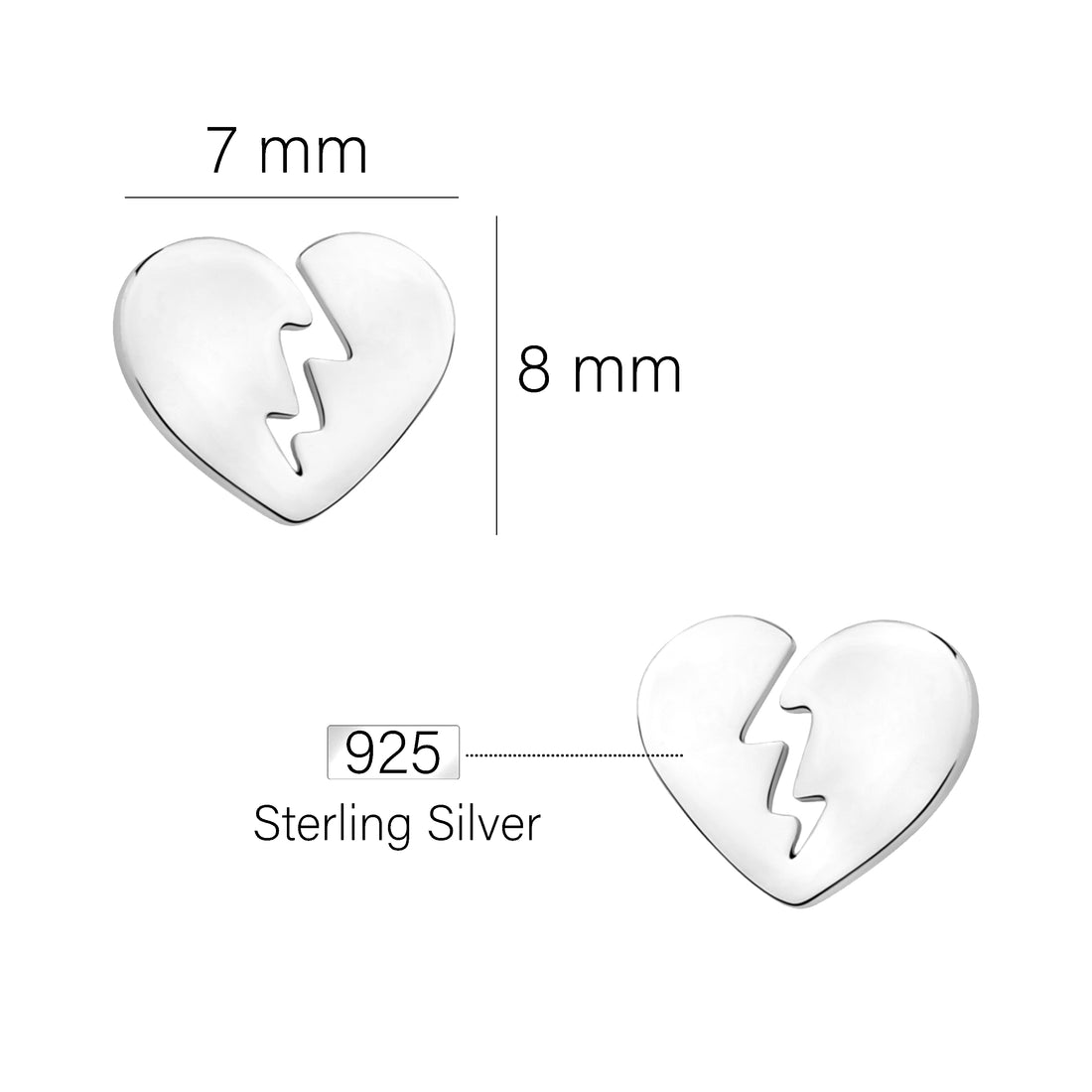 Maßenansicht von Herzschlag Ohrstecker in 925 Silber von Sofia Milani - E2613