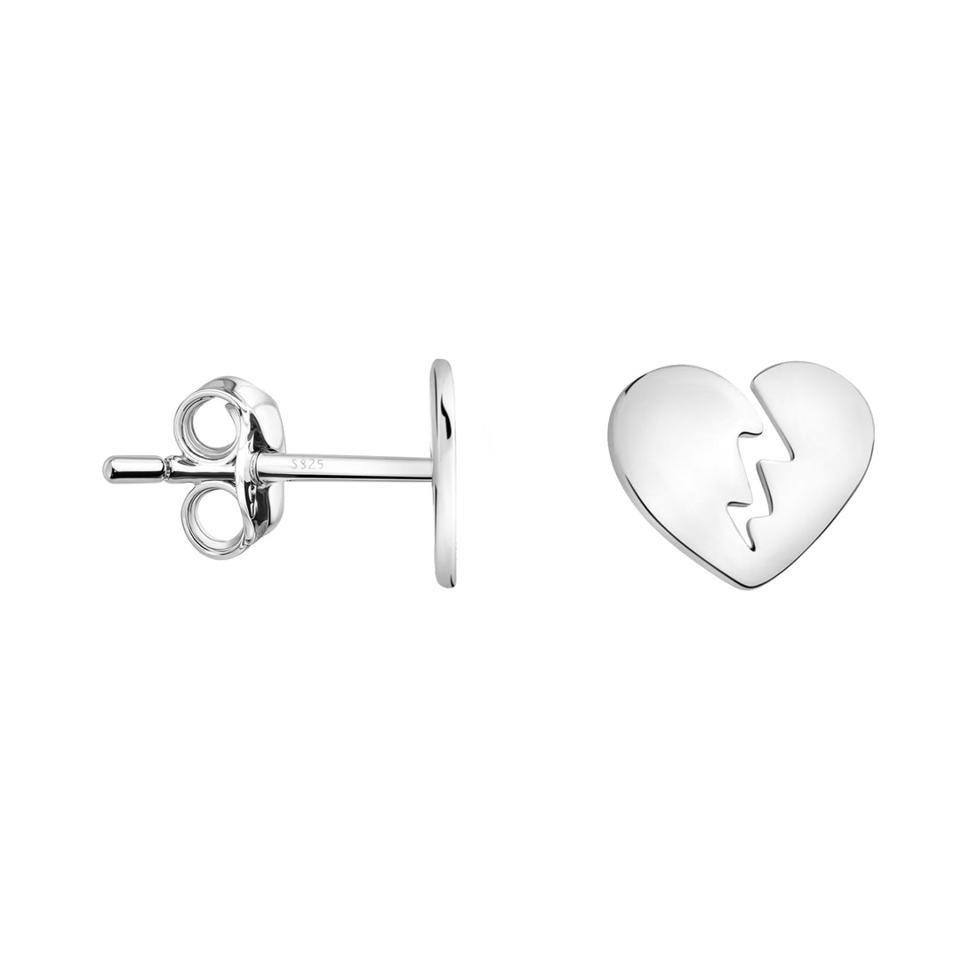 Haupt- und Seitenansicht von Herzschlag Ohrstecker in 925 Silber von Sofia Milani - E2613