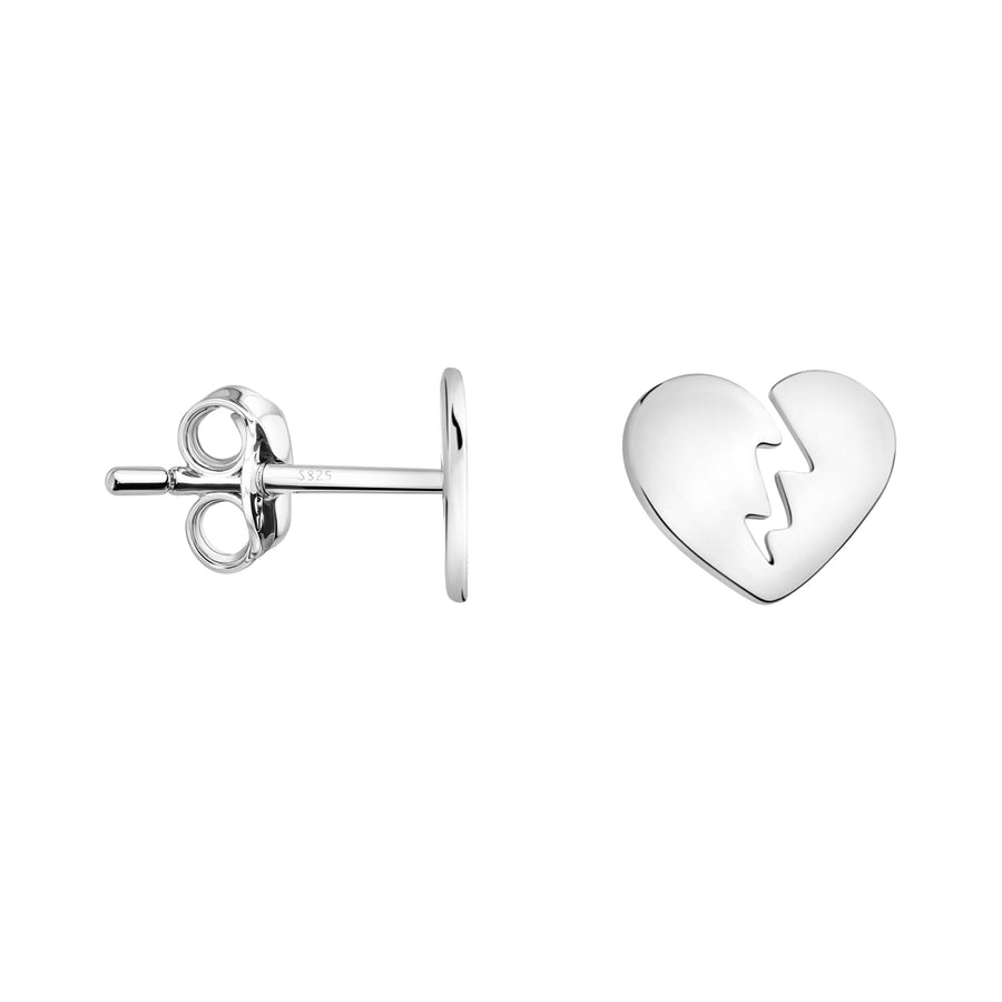 Haupt- und Seitenansicht von Herzschlag Ohrstecker in 925 Silber von Sofia Milani - E2613