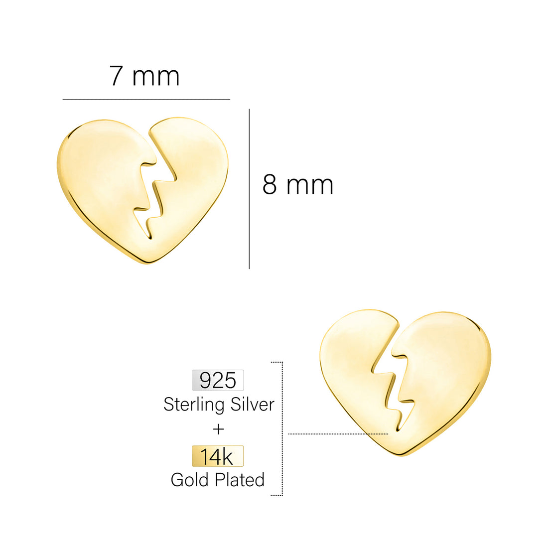 Maßenansicht von Herzschlag Ohrstecker in 925 Silber von Sofia Milani - E2614