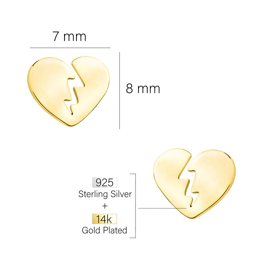 Maßenansicht von Herzschlag Ohrstecker in 925 Silber von Sofia Milani - E2614