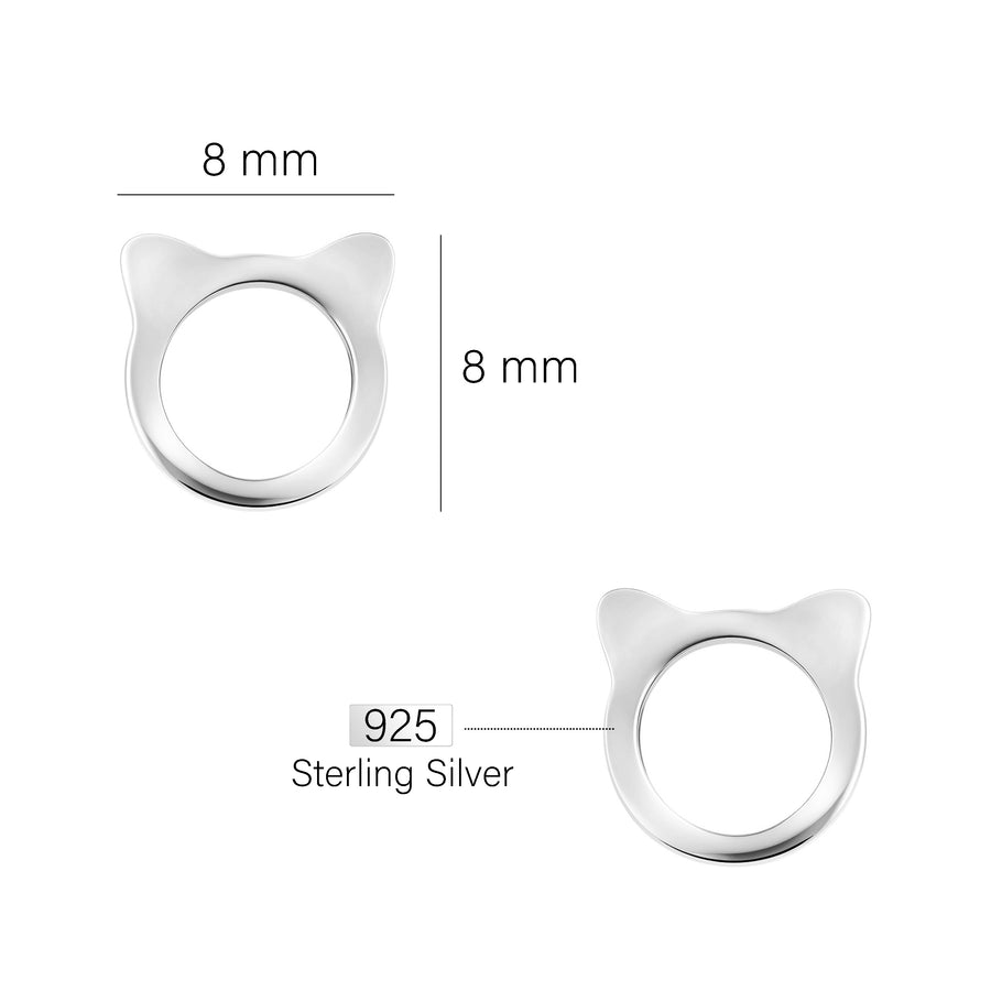 Maßenansicht von Katzen Ohrstecker in 925 Silber von Sofia Milani - E2617