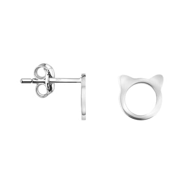 Haupt- und Seitenansicht von Katzen Ohrstecker in 925 Silber von Sofia Milani - E2617