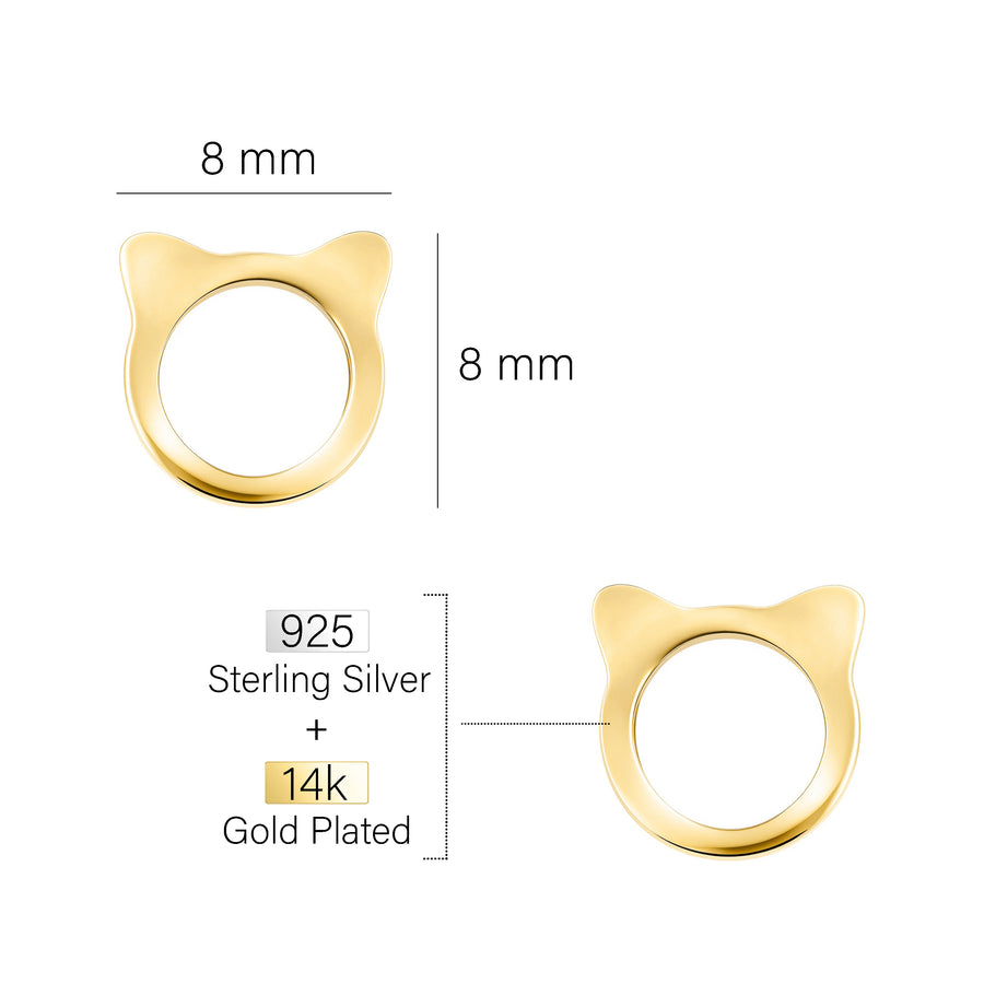Maßenansicht von Katzen Ohrstecker in 925 Silber von Sofia Milani - E2618