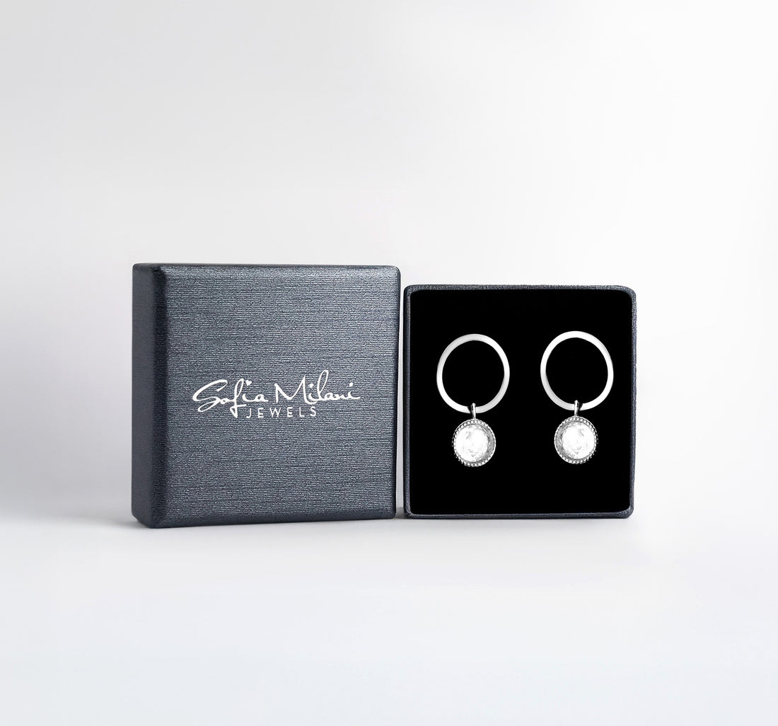 Boxansicht von Kreis Zirkonia Ohrstecker in 925 Silber von Sofia Milani - E2619