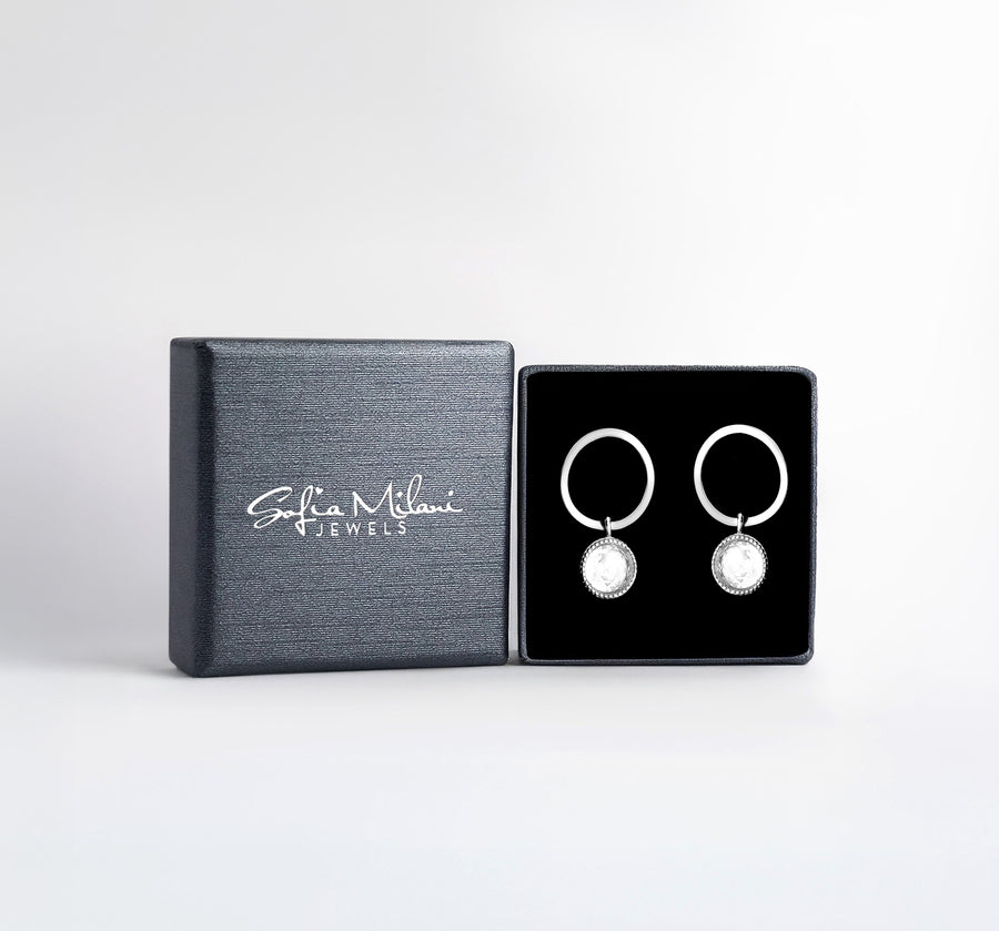 Boxansicht von Kreis Zirkonia Ohrstecker in 925 Silber von Sofia Milani - E2619