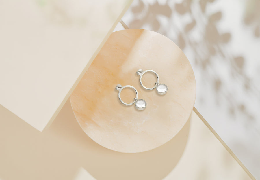 CloseUp Ansicht von Kreis Zirkonia Ohrstecker in 925 Silber von Sofia Milani - E2619