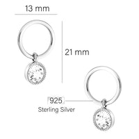 Maßenansicht von Kreis Zirkonia Ohrstecker in 925 Silber von Sofia Milani - E2619