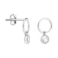 Haupt- und Seitenansicht von Kreis Zirkonia Ohrstecker in 925 Silber von Sofia Milani - E2619