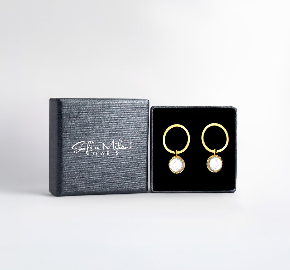 Boxansicht von Kreis Zirkonia Ohrstecker in 925 Silber von Sofia Milani - E2620
