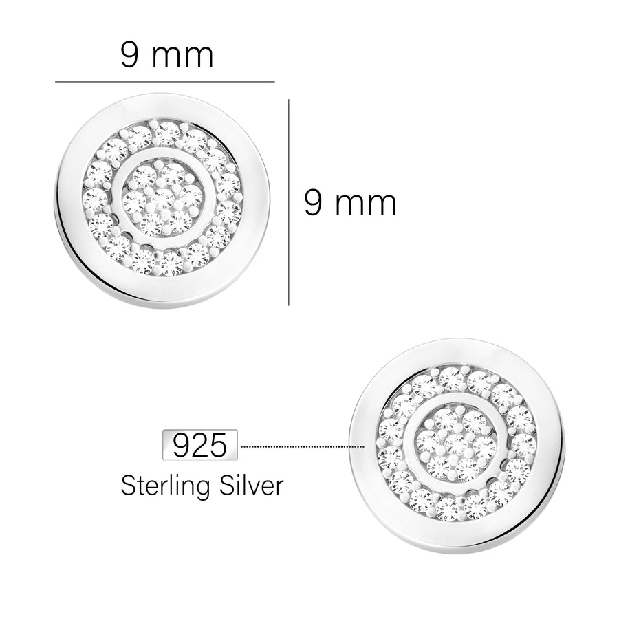 Maßenansicht von Kreis Ohrstecker in 925 Silber von Sofia Milani - E2623