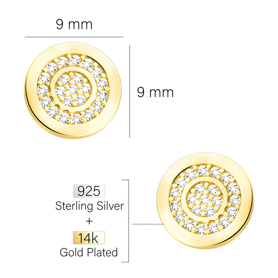 Maßenansicht von Kreis Ohrstecker in 925 Silber von Sofia Milani - E2624