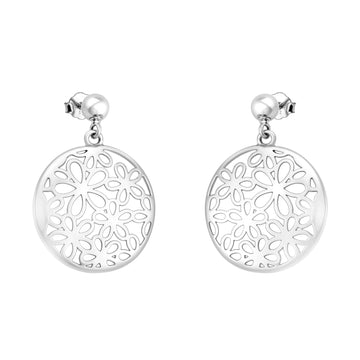 Haupt- und Seitenansicht von Kreis Blumen Ohrstecker in 925 Silber von Sofia Milani - E2625
