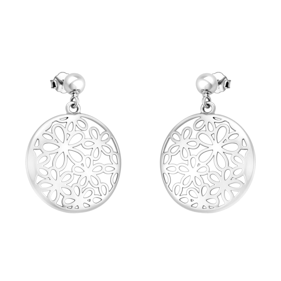Haupt- und Seitenansicht von Kreis Blumen Ohrstecker in 925 Silber von Sofia Milani - E2625