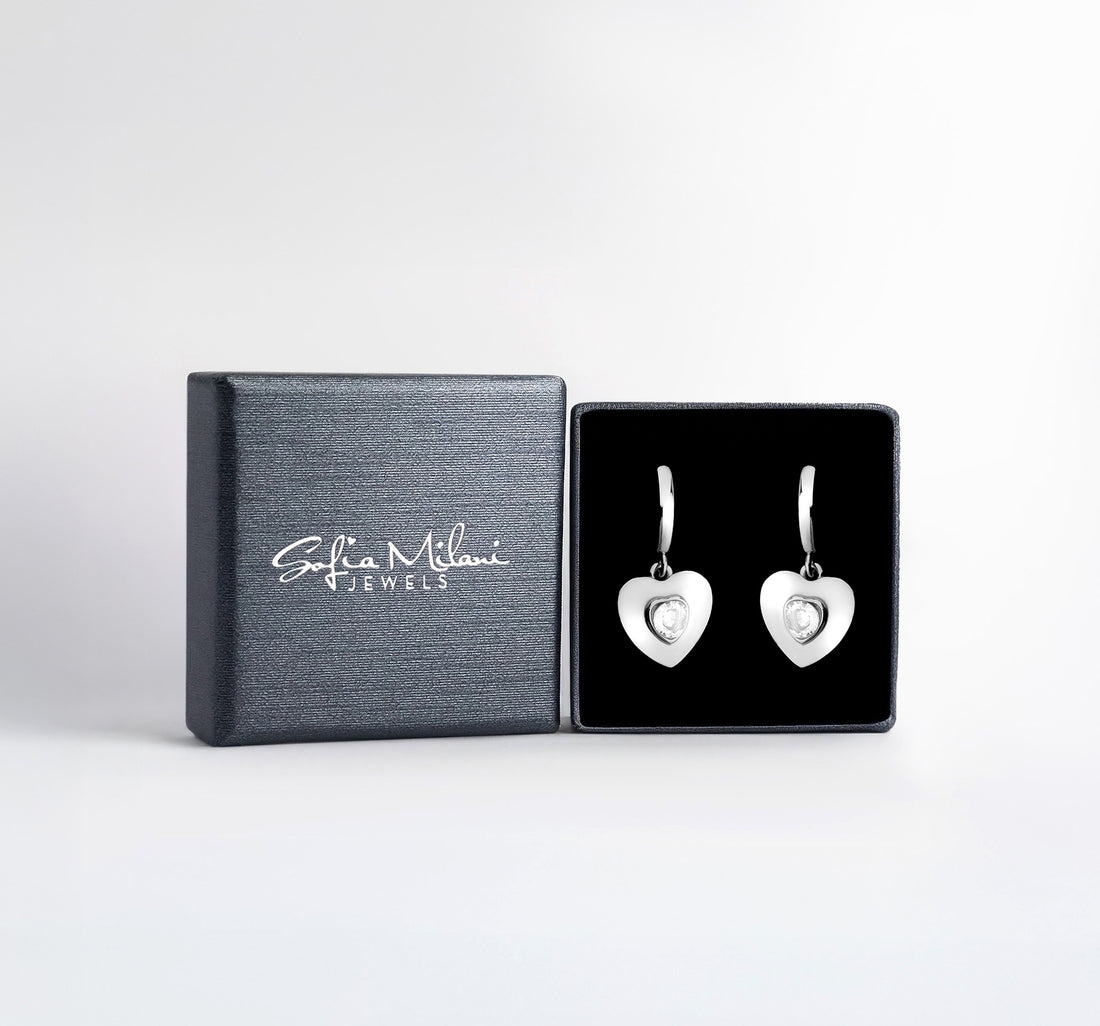 Boxansicht von Herz Ohrstecker in 925 Silber von Sofia Milani - E2629
