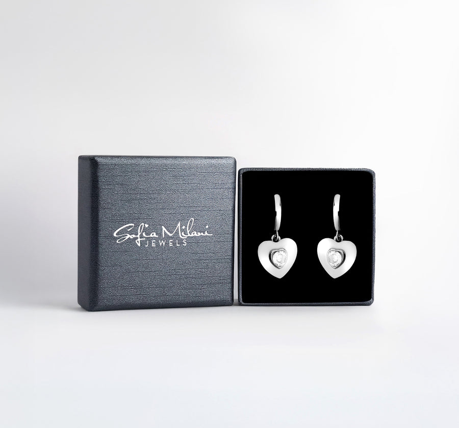 Boxansicht von Herz Ohrstecker in 925 Silber von Sofia Milani - E2629