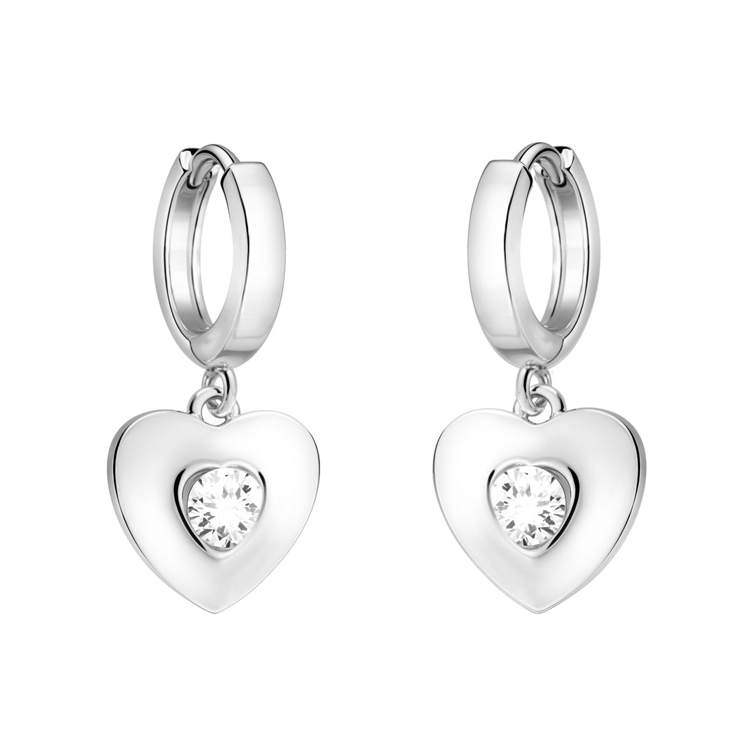 Haupt- und Seitenansicht von Herz Ohrstecker in 925 Silber von Sofia Milani - E2629