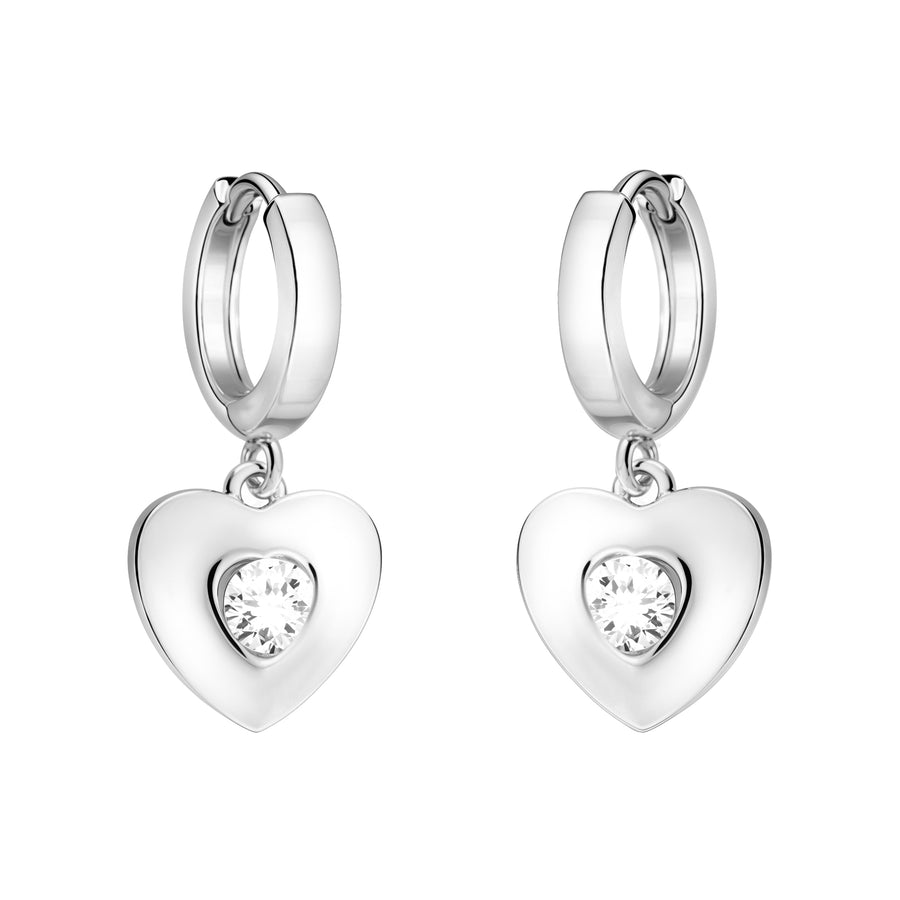 Haupt- und Seitenansicht von Herz Ohrstecker in 925 Silber von Sofia Milani - E2629