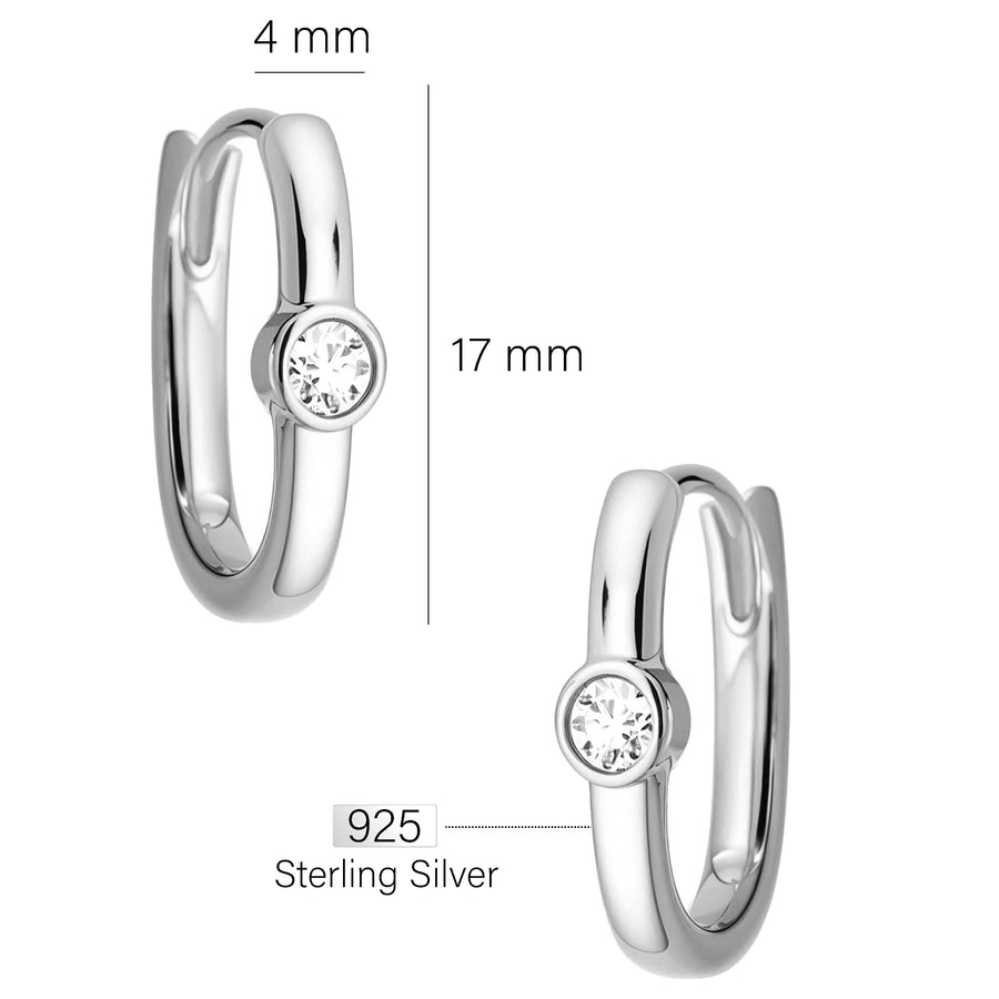 Maßenansicht von Zirkonia Creolen in 925 Silber von Sofia Milani - E2631