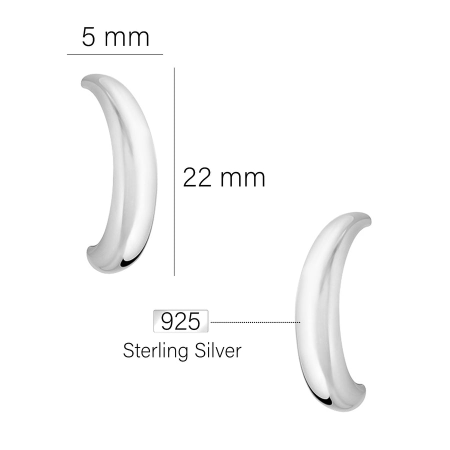 Maßenansicht von Gebogen Ohrstecker in 925 Silber von Sofia Milani - E2633