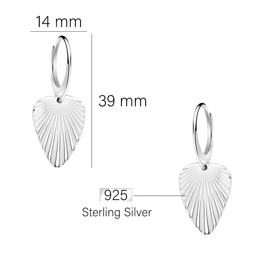 Maßenansicht von Blatt Ohrhänger in 925 Silber von Sofia Milani - E2637