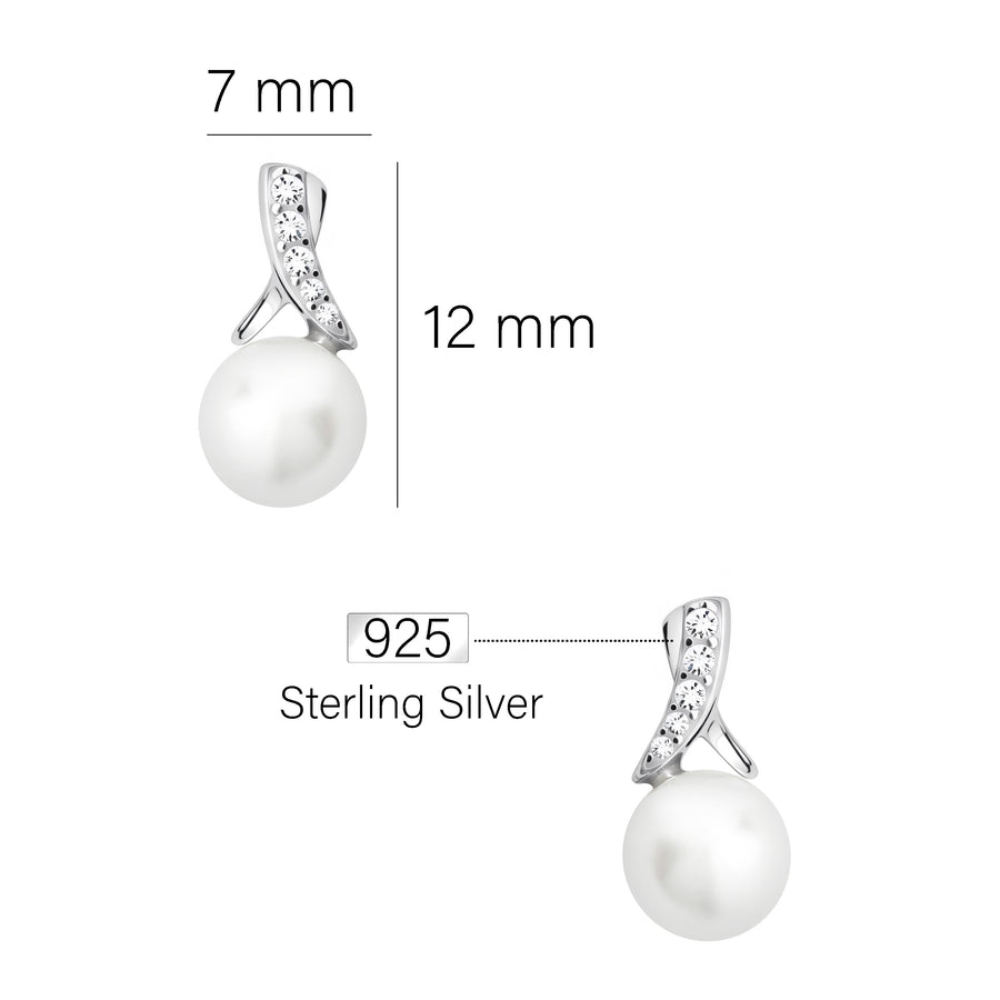 Maßenansicht von Perlen Ohrstecker in 925 Silber von Sofia Milani - E2641