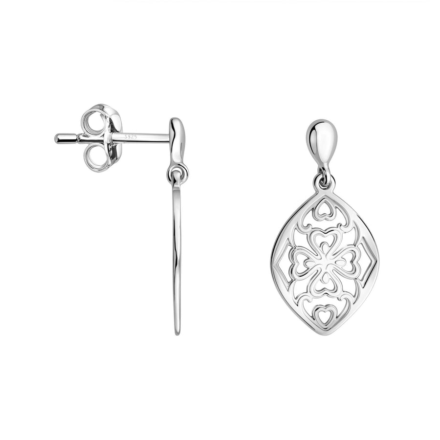 Haupt- und Seitenansicht von Ovales Ornament Ohrstecker in 925 Silber von Sofia Milani - E2646