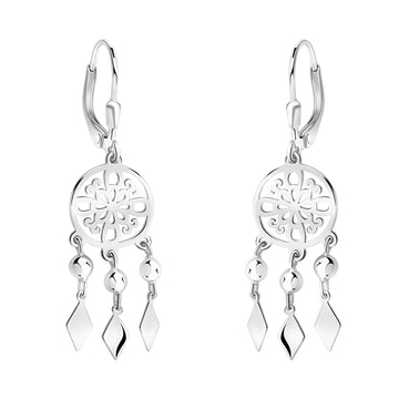 Haupt- und Seitenansicht von Ornamenten Traumfänger Ohrhänger in 925 Silber von Sofia Milani - E2648