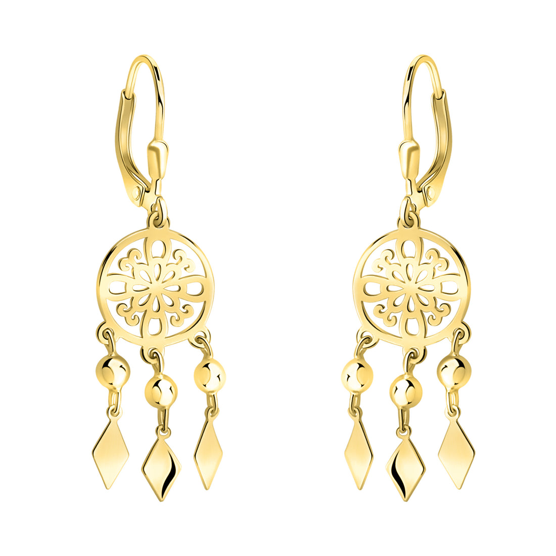 Haupt- und Seitenansicht von Ornamenten Traumfänger Ohrhänger in 925 Silber von Sofia Milani - E2649