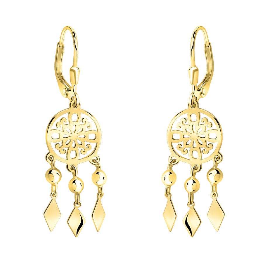Haupt- und Seitenansicht von Ornamenten Traumfänger Ohrhänger in 925 Silber von Sofia Milani - E2649
