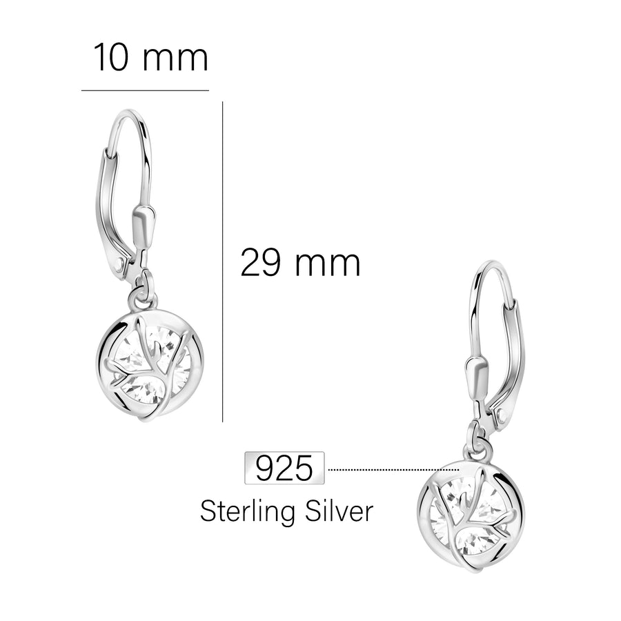 Maßenansicht von Zweig Zirkonia Ohrhänger in 925 Silber von Sofia Milani - E2656
