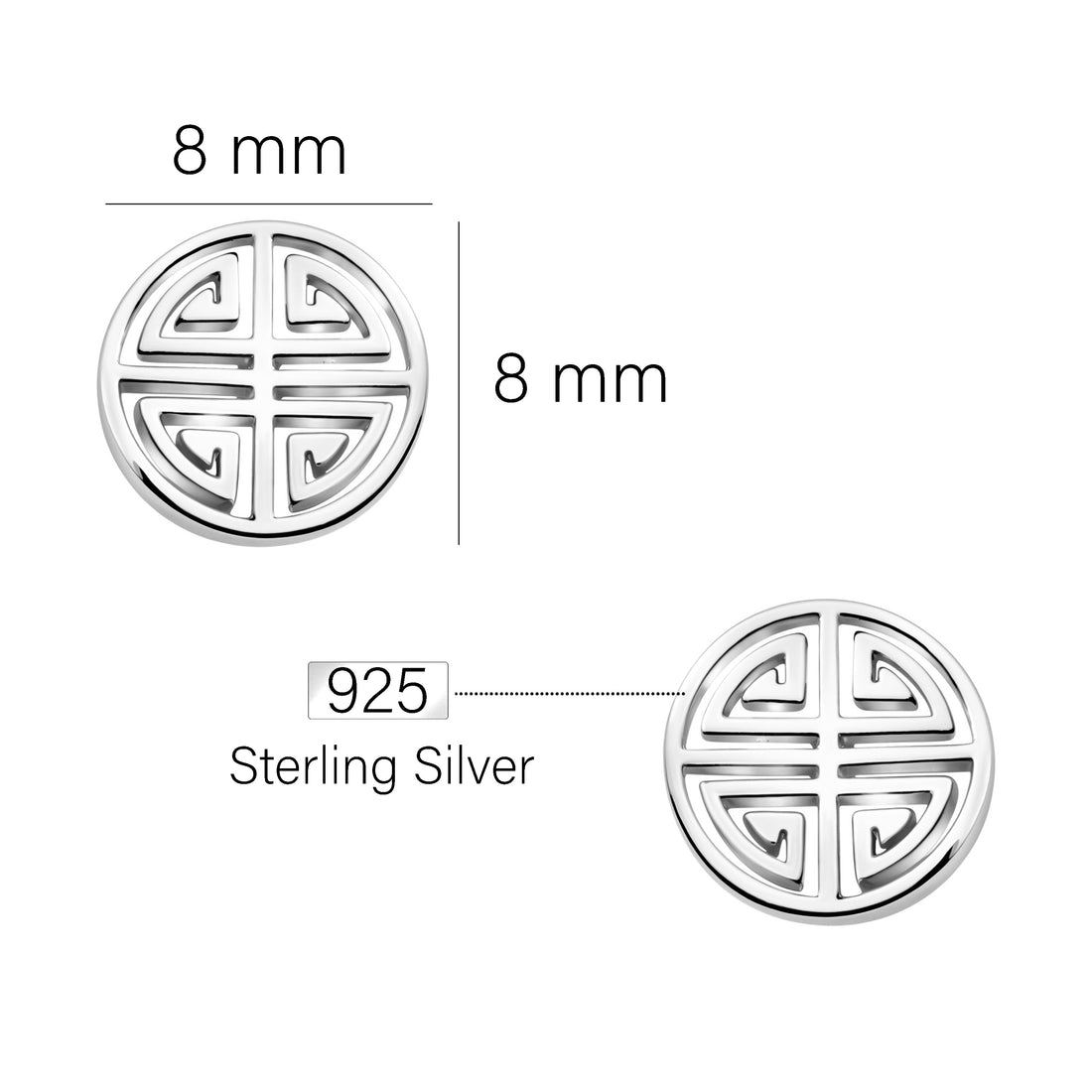 Maßenansicht von Shou Zen Ohrstecker in 925 Silber von Sofia Milani - E2664