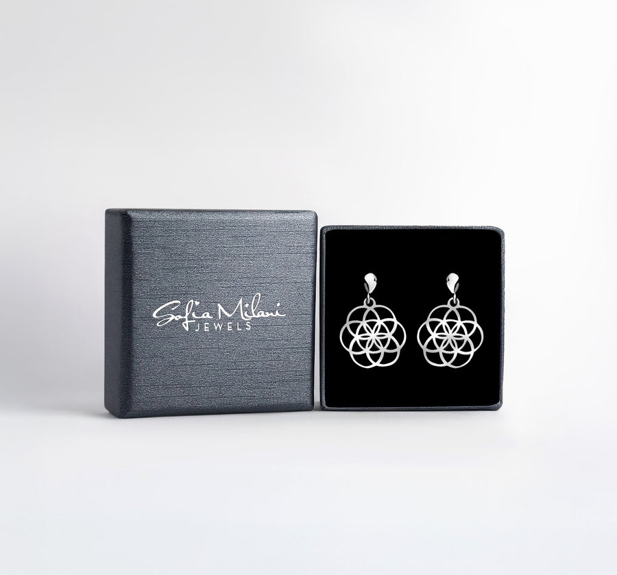 Boxansicht von Blumen Ornamenten Ohrhänger in 925 Silber von Sofia Milani - E2666