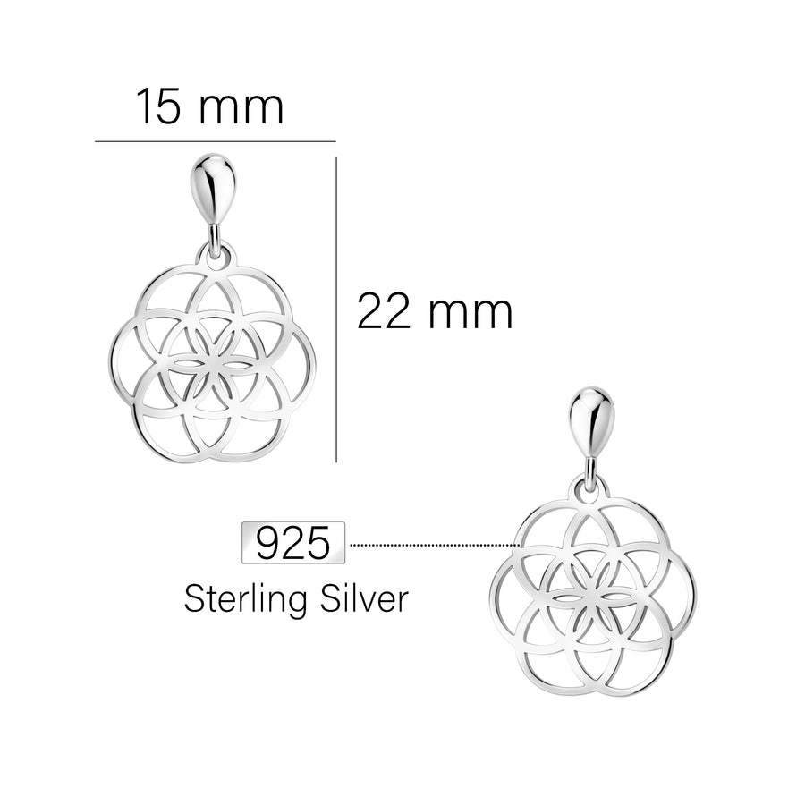 Maßenansicht von Blumen Ornamenten Ohrhänger in 925 Silber von Sofia Milani - E2666