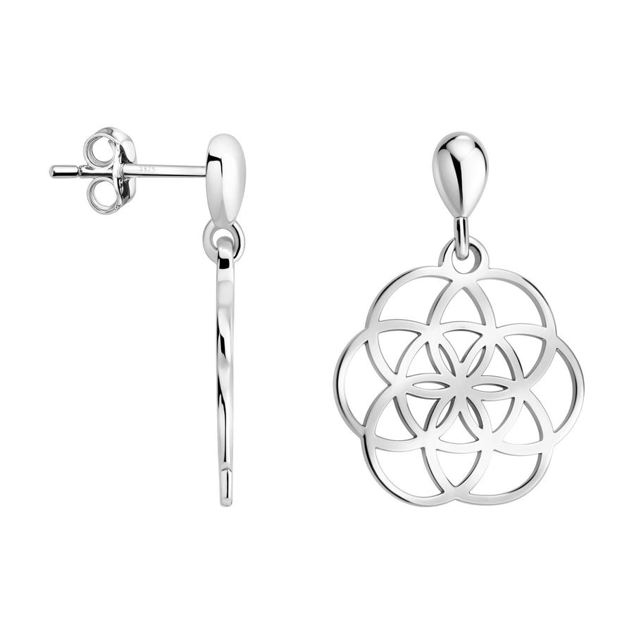 Haupt- und Seitenansicht von Blumen Ornamenten Ohrhänger in 925 Silber von Sofia Milani - E2666