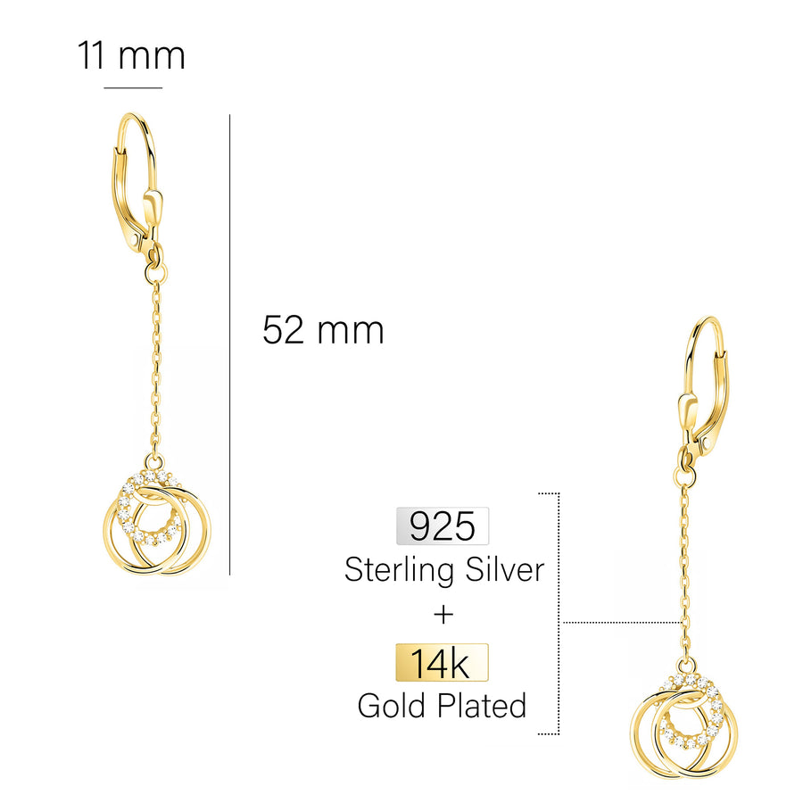 Maßenansicht von Kreise Ohrhänger in 925 Silber von Sofia Milani - E2671