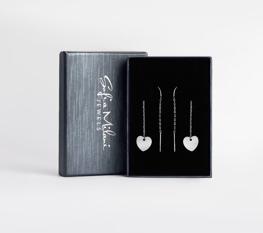 Boxansicht von Herz Stab Durchzieher in 925 Silber von Sofia Milani - E2676