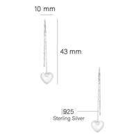 Maßenansicht von Herz Stab Durchzieher in 925 Silber von Sofia Milani - E2676