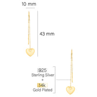 Maßenansicht von Herz Stab Durchzieher in 925 Silber von Sofia Milani - E2677