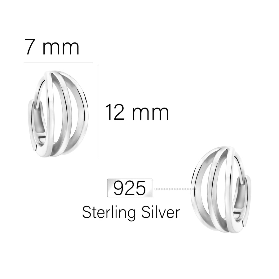 Maßenansicht von Geometrie Creolen in 925 Silber von Sofia Milani - E2694