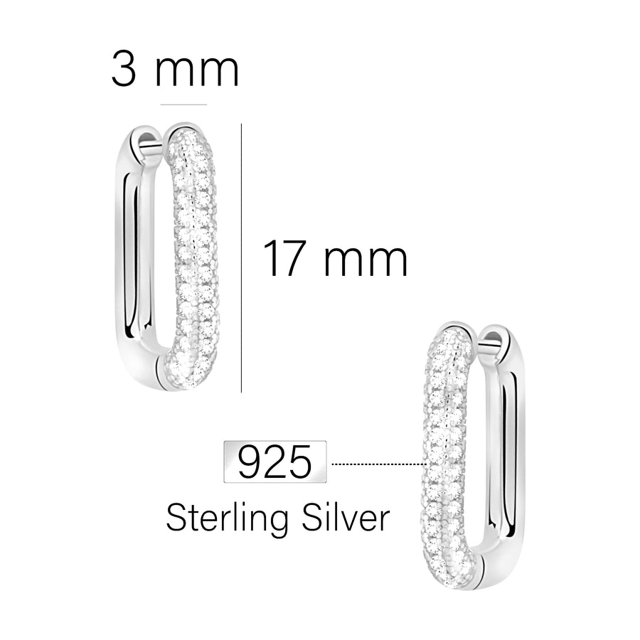 Maßenansicht von Zirkonia Creolen in 925 Silber von Sofia Milani - E2702