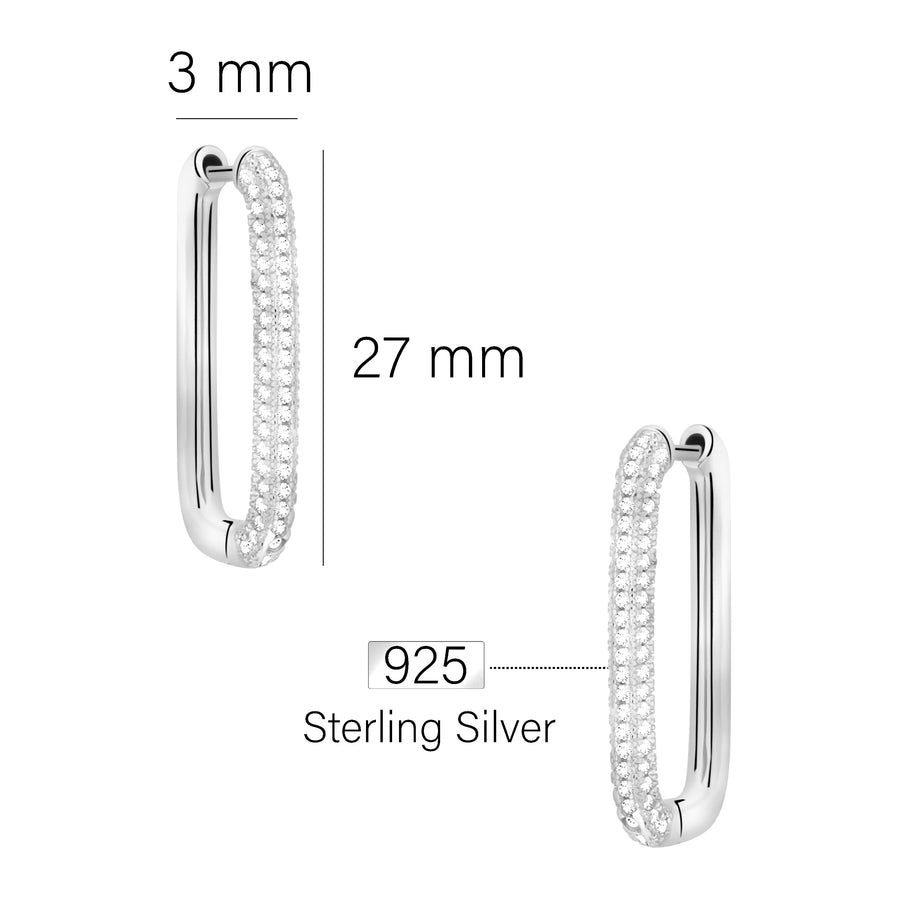 Maßenansicht von Zirkonia Creolen in 925 Silber von Sofia Milani - E2704