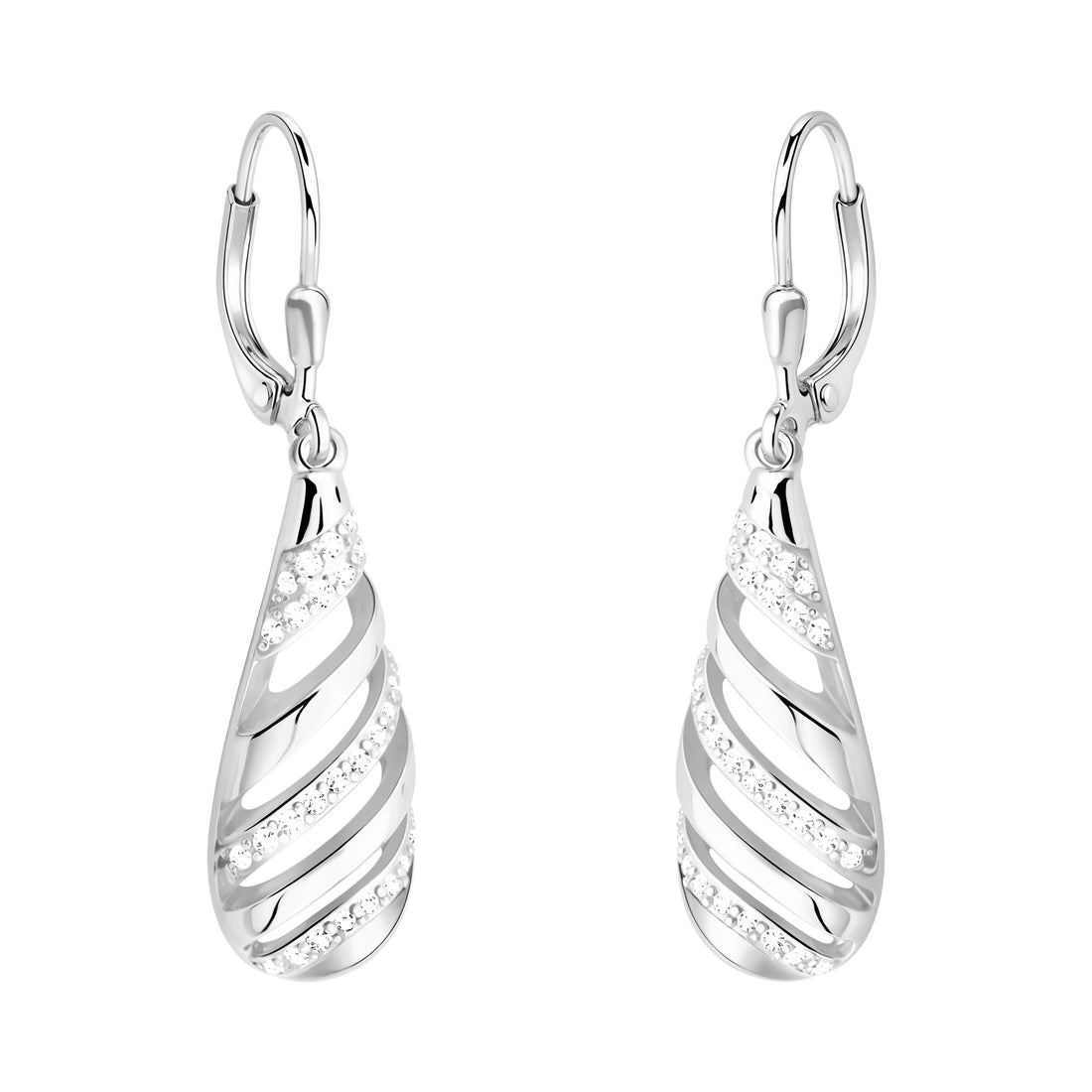 Haupt- und Seitenansicht von Oval Ohrhänger in 925 Silber von Sofia Milani - E2710