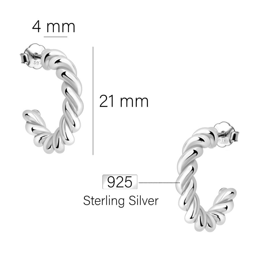 Maßenansicht von Croissant Ohrstecker in 925 Silber von Sofia Milani - E2714