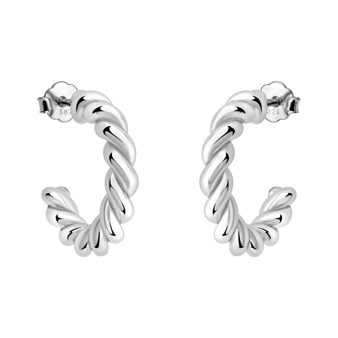 Haupt- und Seitenansicht von Croissant Ohrstecker in 925 Silber von Sofia Milani - E2714