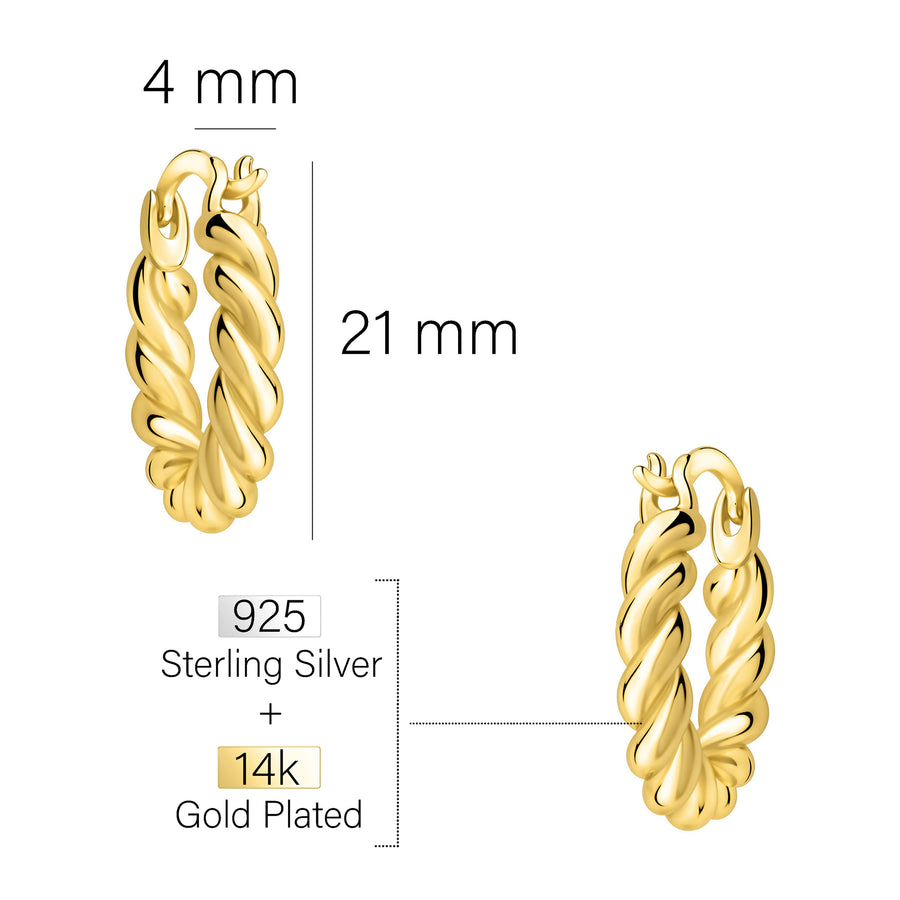 Maßenansicht von Croissant Creolen in 925 Silber von Sofia Milani - E2717